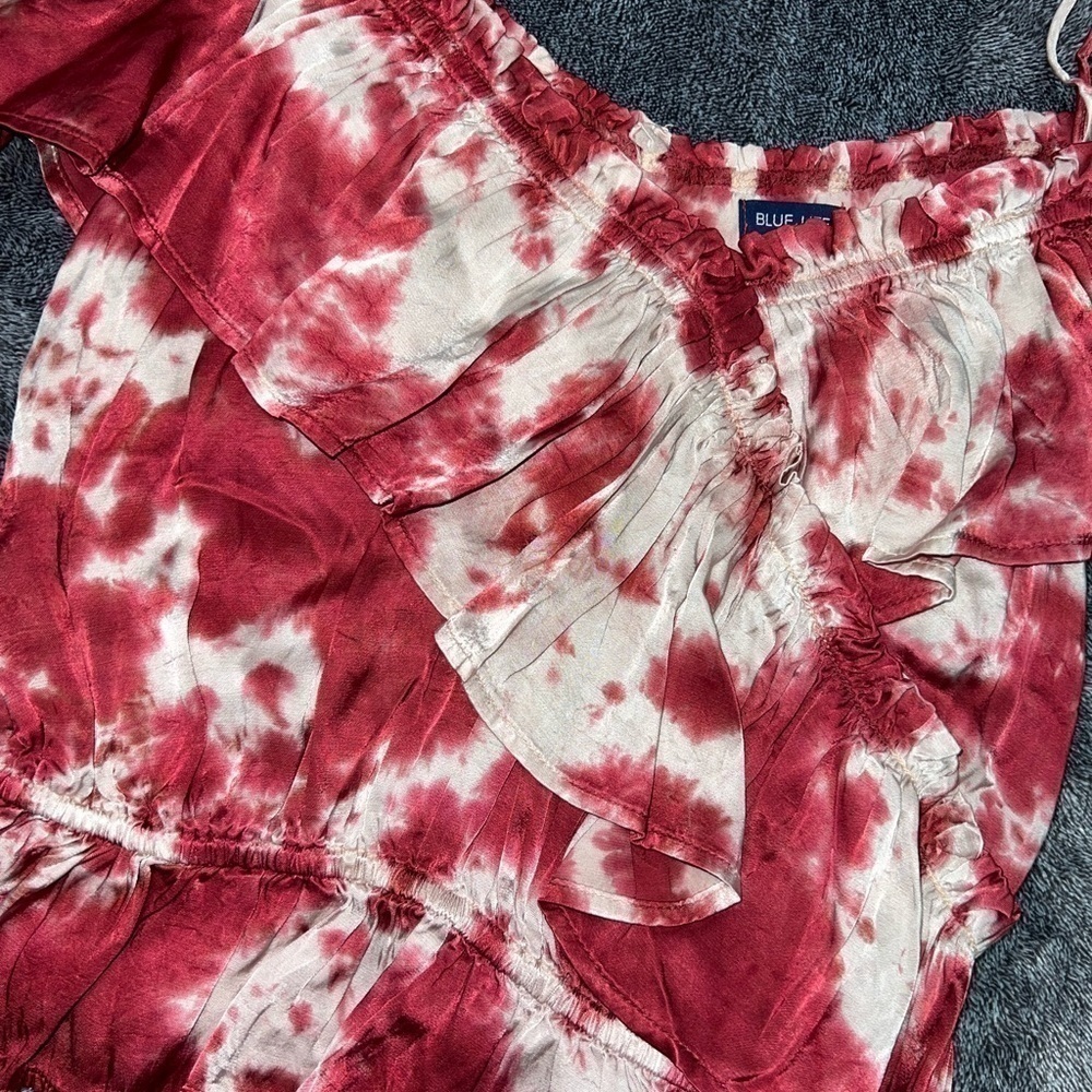 blue life open shoulder viscose top tie dye layer shirt size Small - Picture 3 of 11